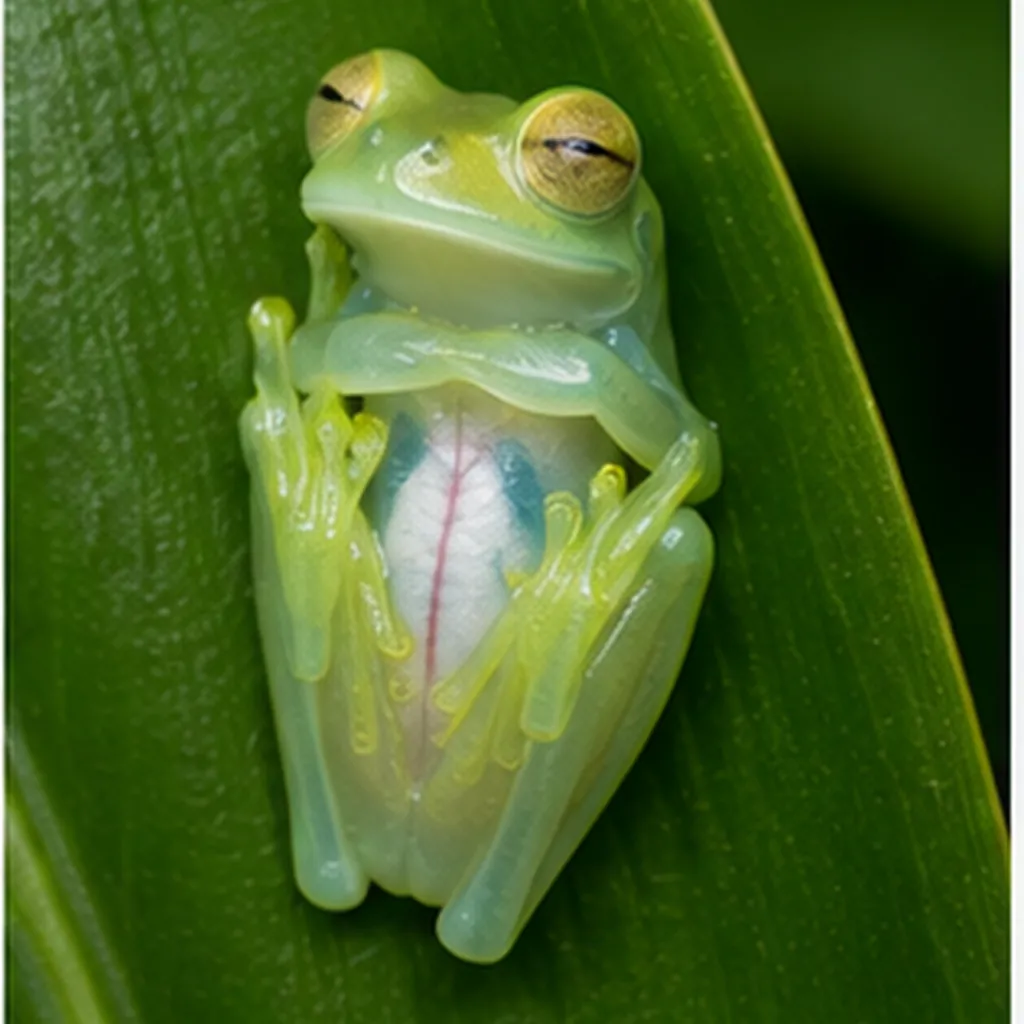 Illustration of glass frogs hide their blood while sleeping for the question "How do glass frogs hide their blood while sleeping?"