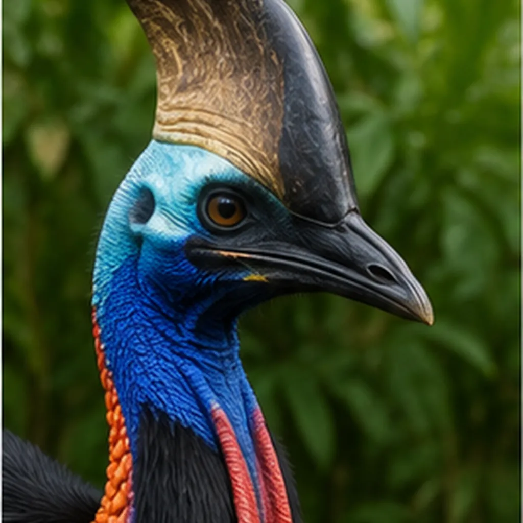 Illustration of cassowaries have helmet-shaped crests for the question "Why do cassowaries have helmet-shaped crests?"