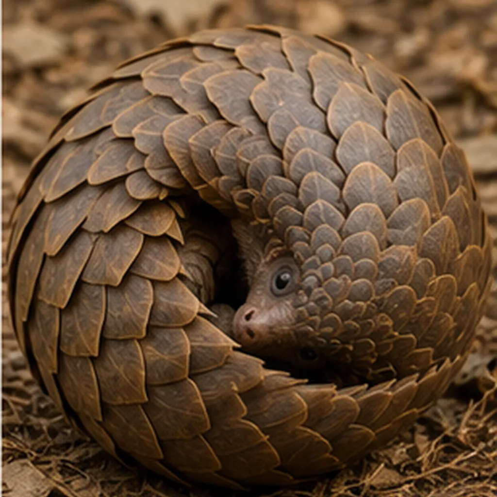 Illustration of pangolins roll into armour for the question "How do pangolins roll into armour?"