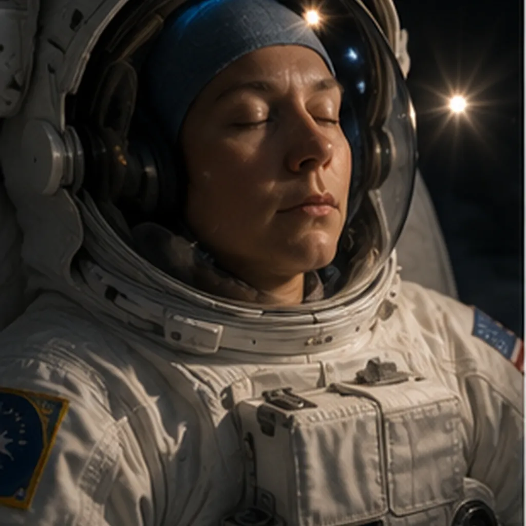 Illustration of astronauts see flashes with their eyes closed for the question "Why do astronauts see flashes with their eyes closed?"
