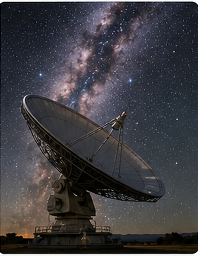 Illustration of radio telescopes hear space for the question "How do radio telescopes hear space?"