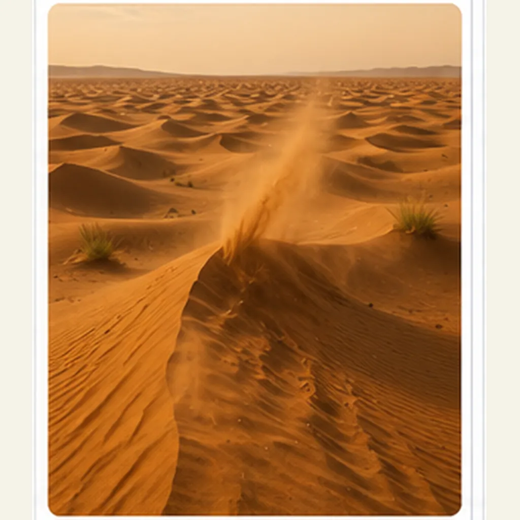Illustration of sand dunes move across deserts for the question "How do sand dunes move across deserts?"