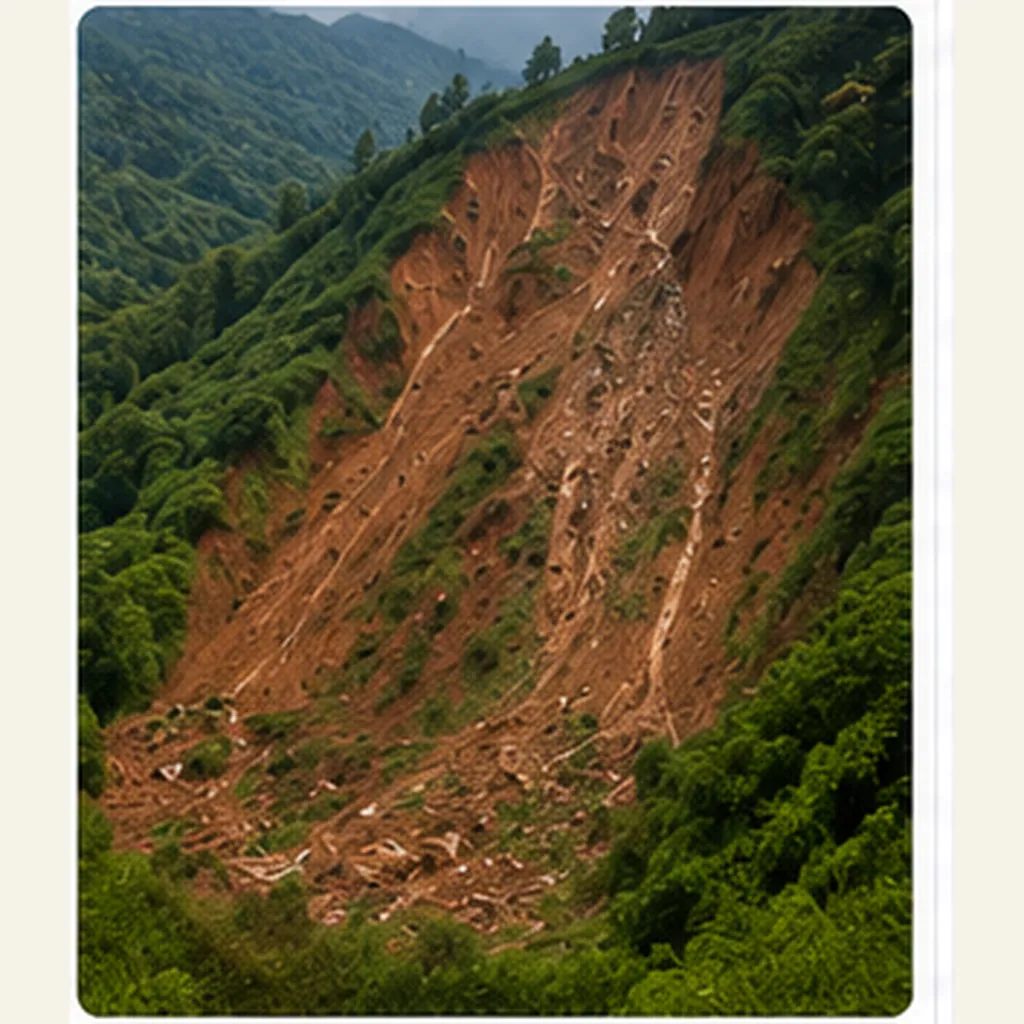 Illustration of landslides start after heavy rain for the question "How do landslides start after heavy rain?"