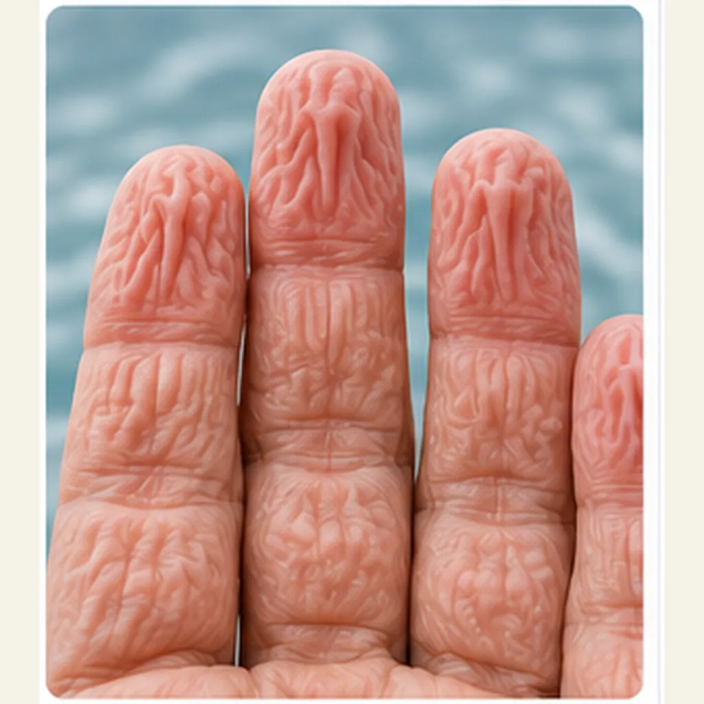 Illustration of your fingers wrinkle in water for the question "Why do your fingers wrinkle in water?"