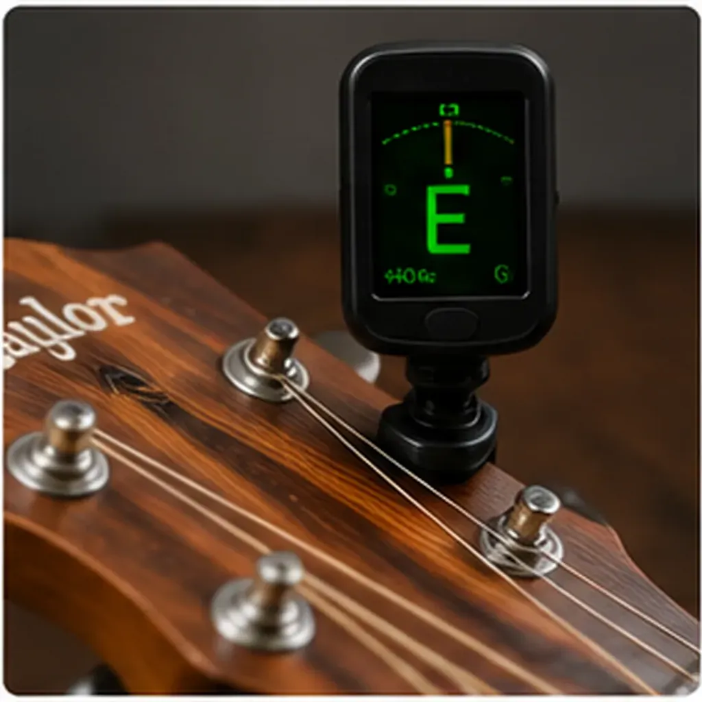 Illustration of a guitar tuner hear the right note for the question "How does a guitar tuner hear the right note?"