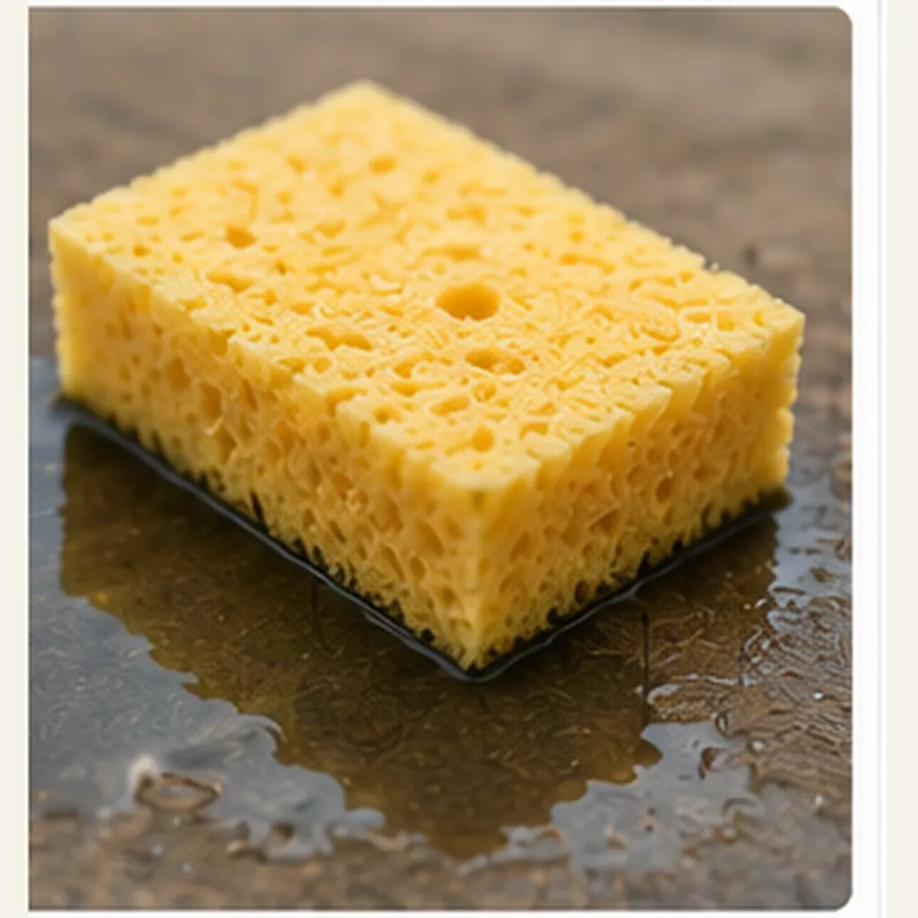Illustration of a sponge soak up water for the question "How does a sponge soak up water?"