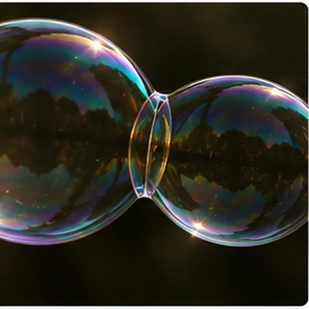 Illustration of soap bubbles join without popping for the question "How do soap bubbles join without popping?"