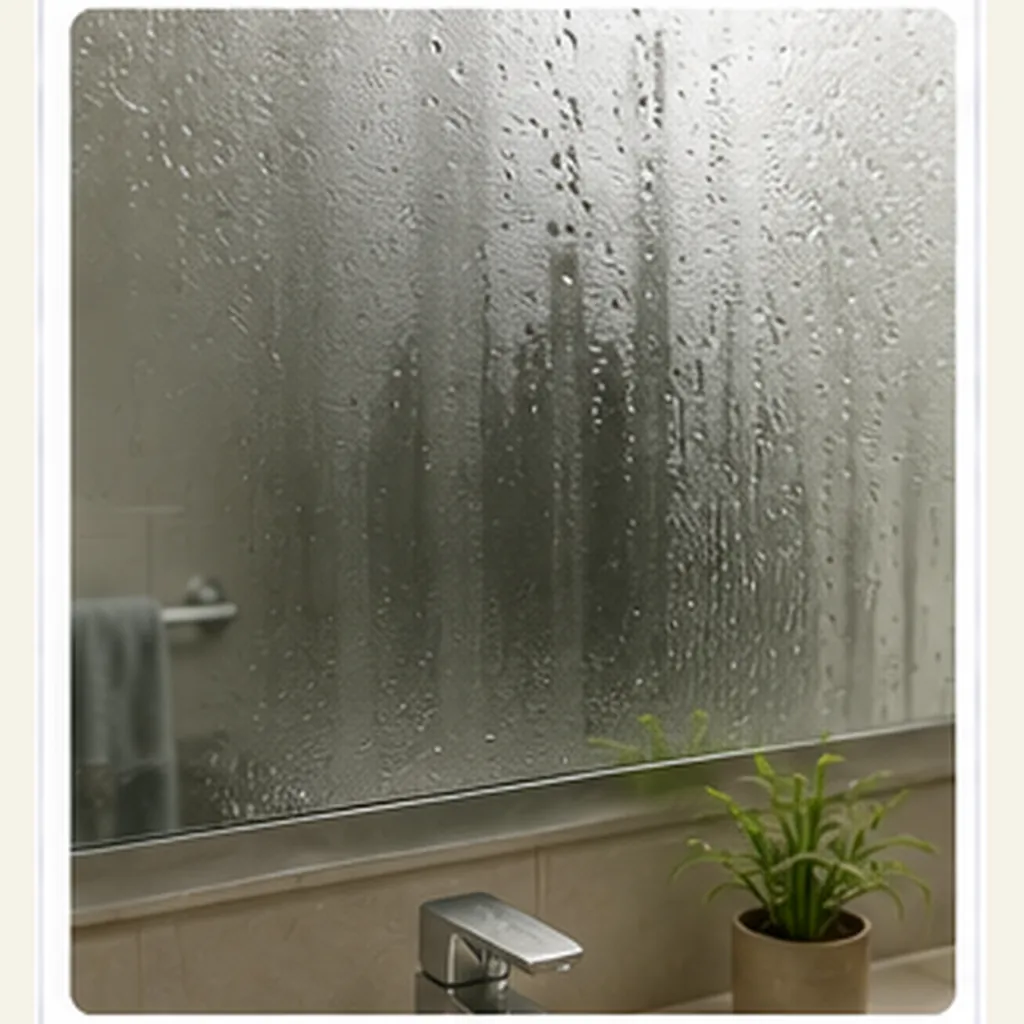 Illustration of a mirror fog up for the question "How does a mirror fog up?"