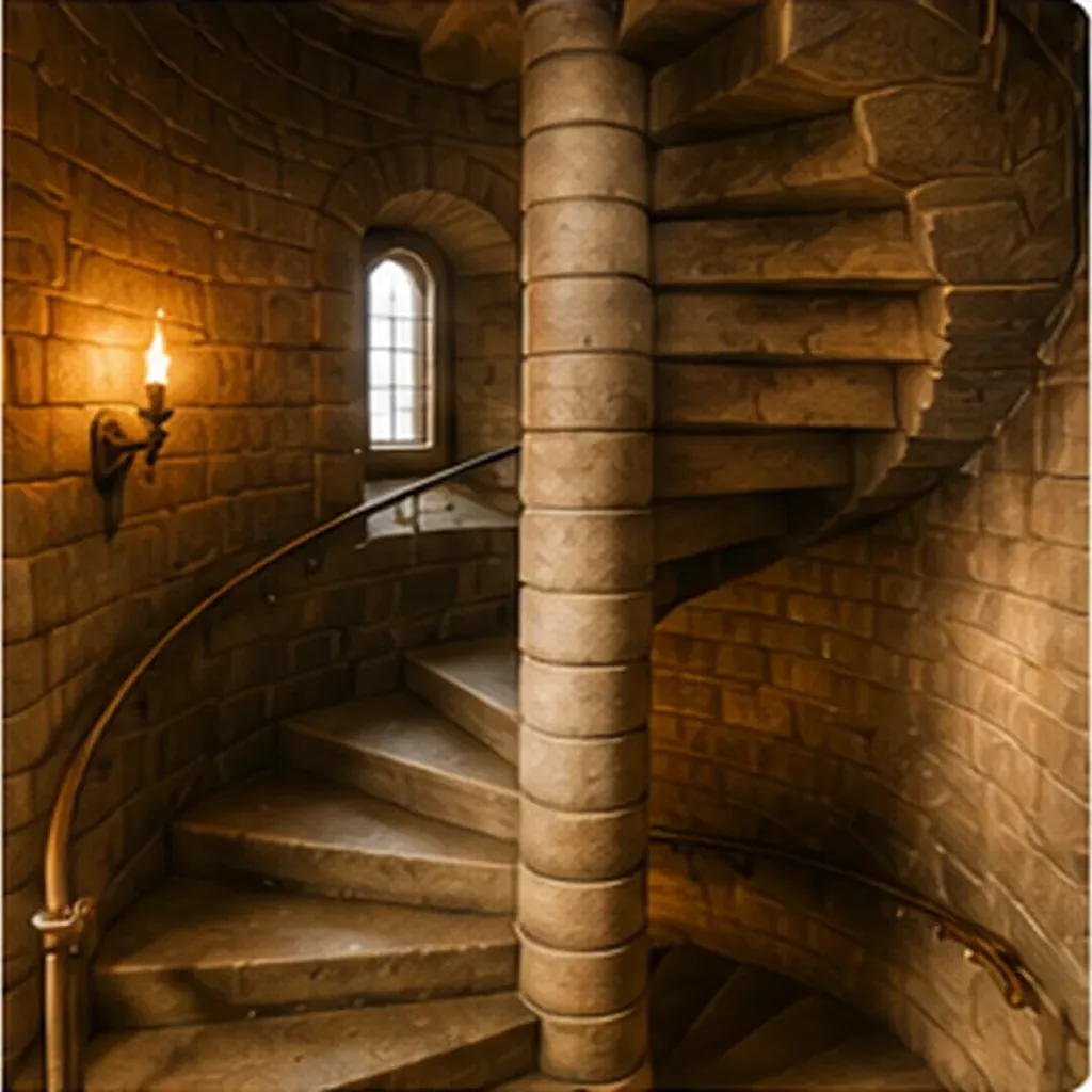 Illustration of castles have spiral staircases for the question "Why did castles have spiral staircases?"