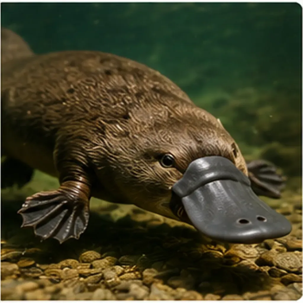 Illustration of platypuses find food with their bills for the question "How do platypuses find food with their bills?"