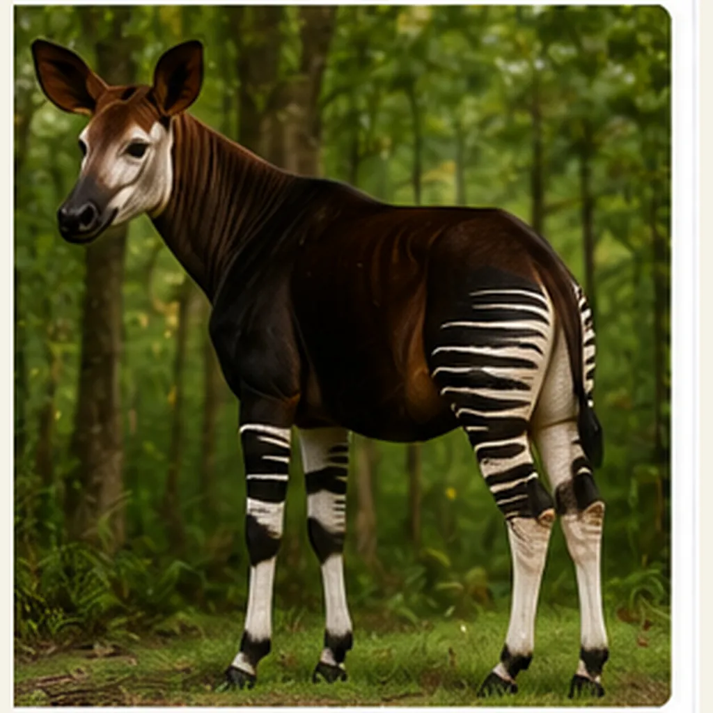 Illustration of okapis have striped legs for the question "Why do okapis have striped legs?"