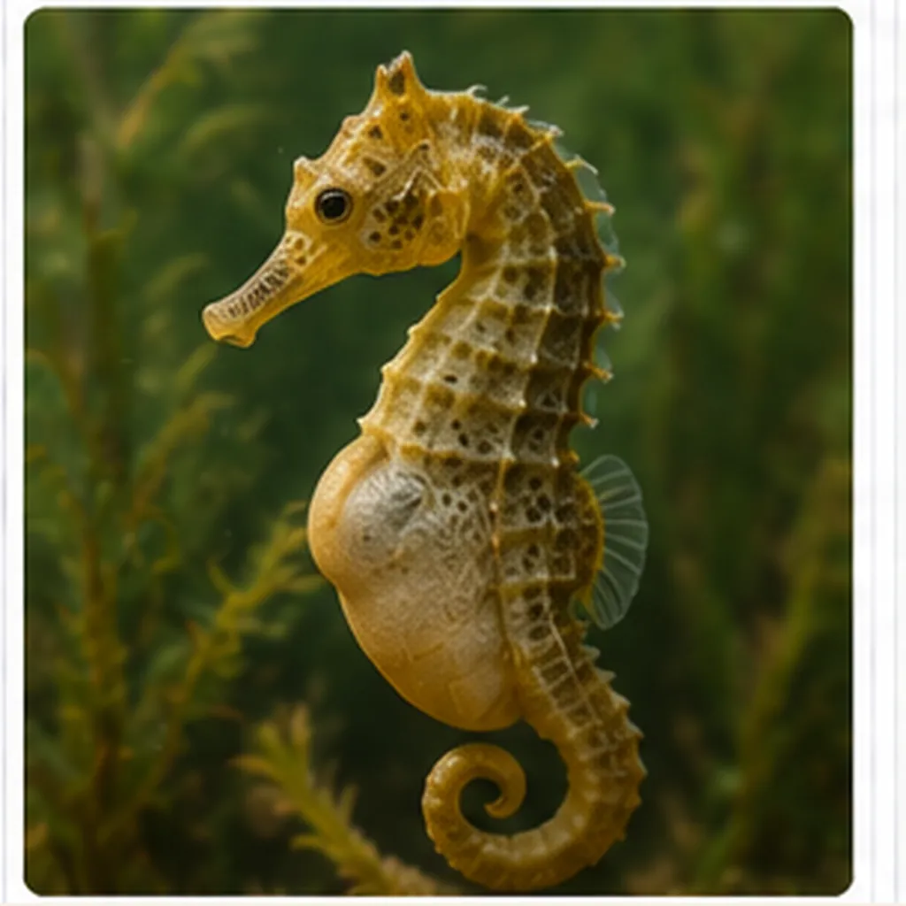 Illustration of male seahorses carry babies for the question "Why do male seahorses carry babies?"