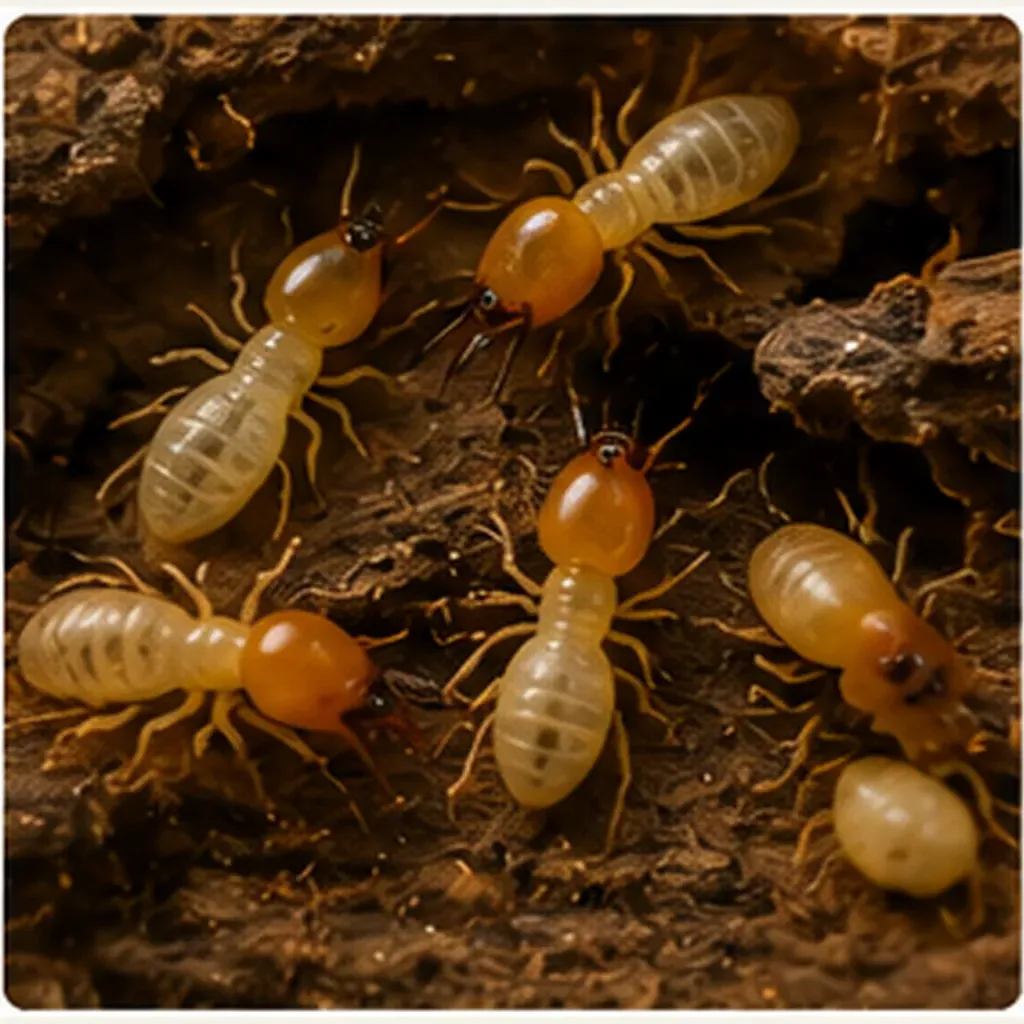 Illustration of termites turn wood into food for the question "How do termites turn wood into food?"