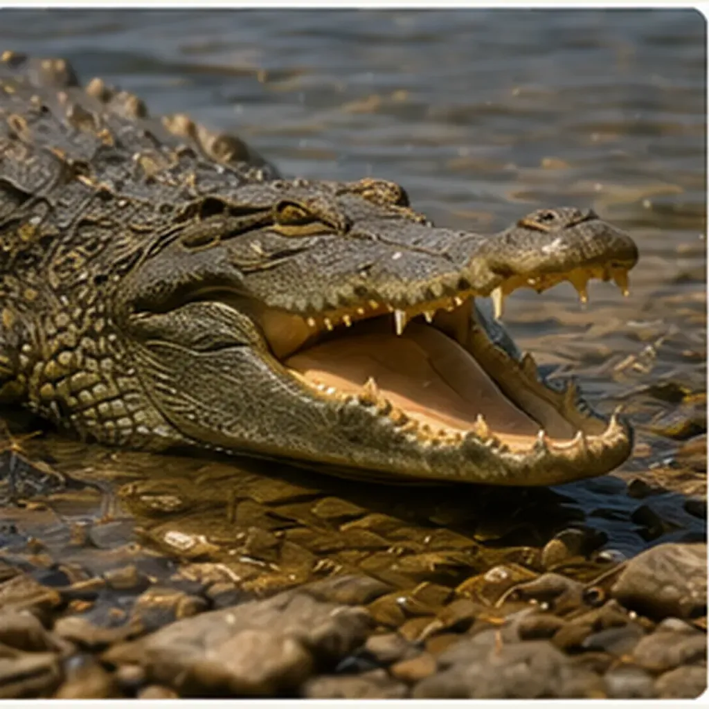 Illustration of crocodiles swallow stones for the question "Why do crocodiles swallow stones?"