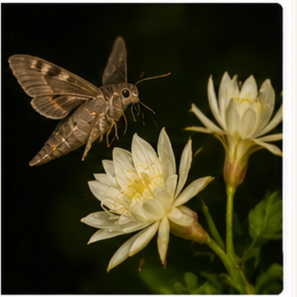 Illustration of moths find flowers at night for the question "How do moths find flowers at night?"