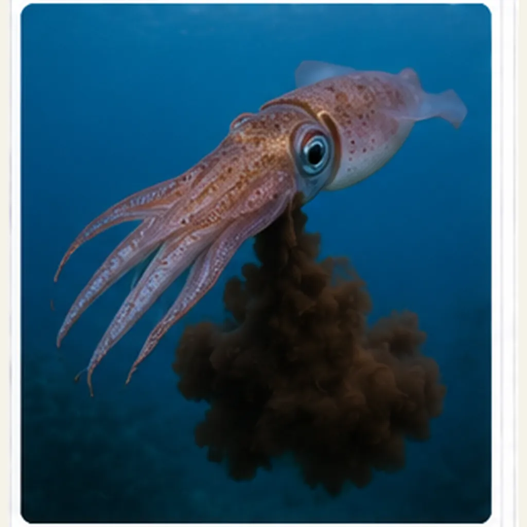 Illustration of squid squirt ink clouds for the question "How do squid squirt ink clouds?"