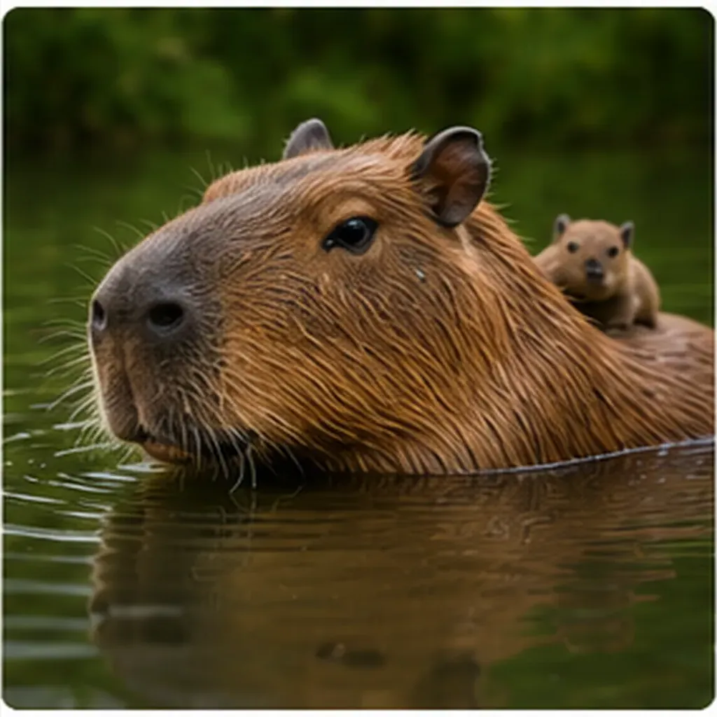 Illustration of capybaras spend so much time in water for the question "Why do capybaras spend so much time in water?"