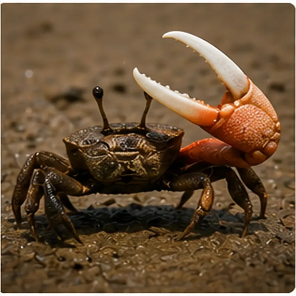 Illustration of fiddler crabs grow one giant claw for the question "How do fiddler crabs grow one giant claw?"