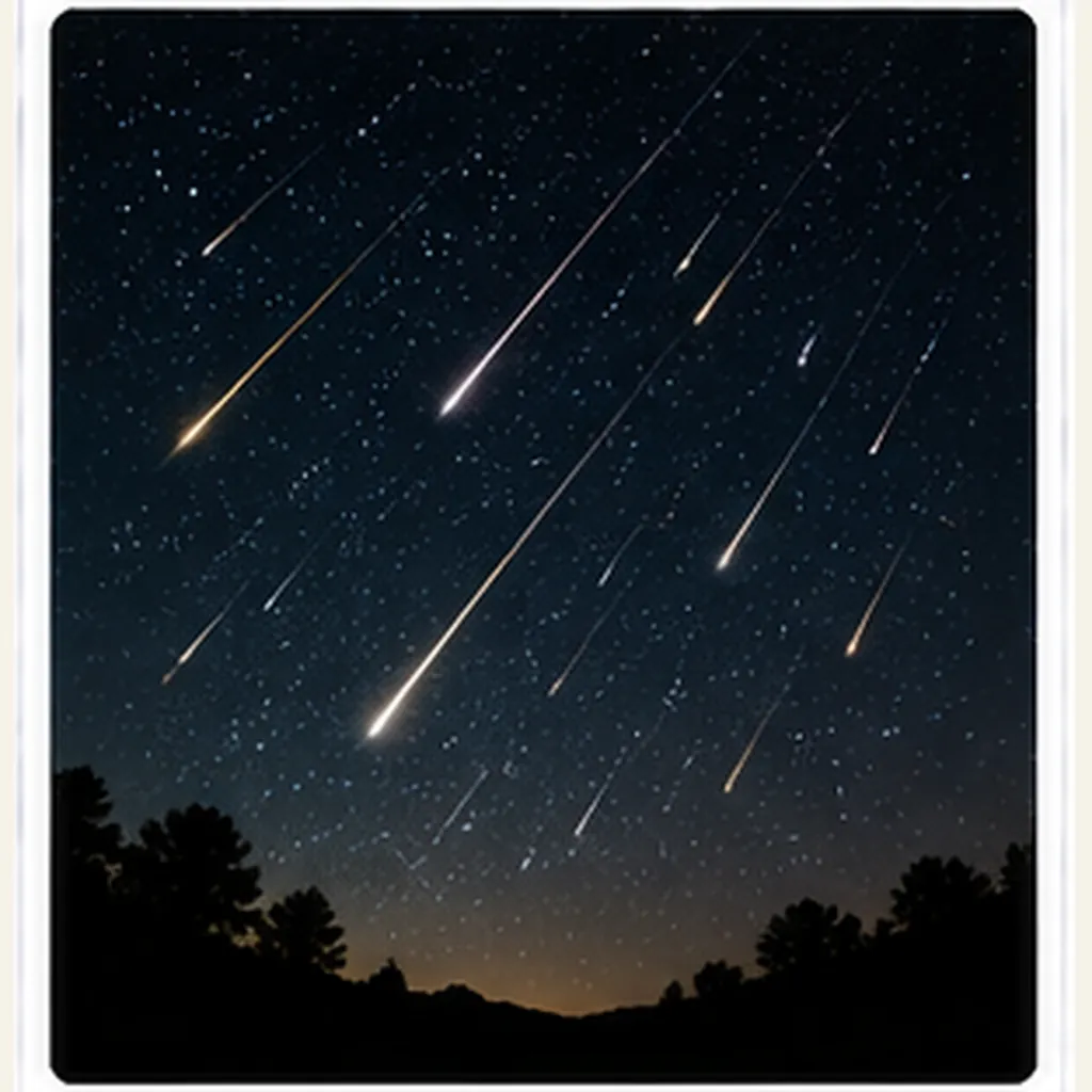Illustration of meteor showers happen at the same time each year for the question "Why do meteor showers happen at the same time each year?"