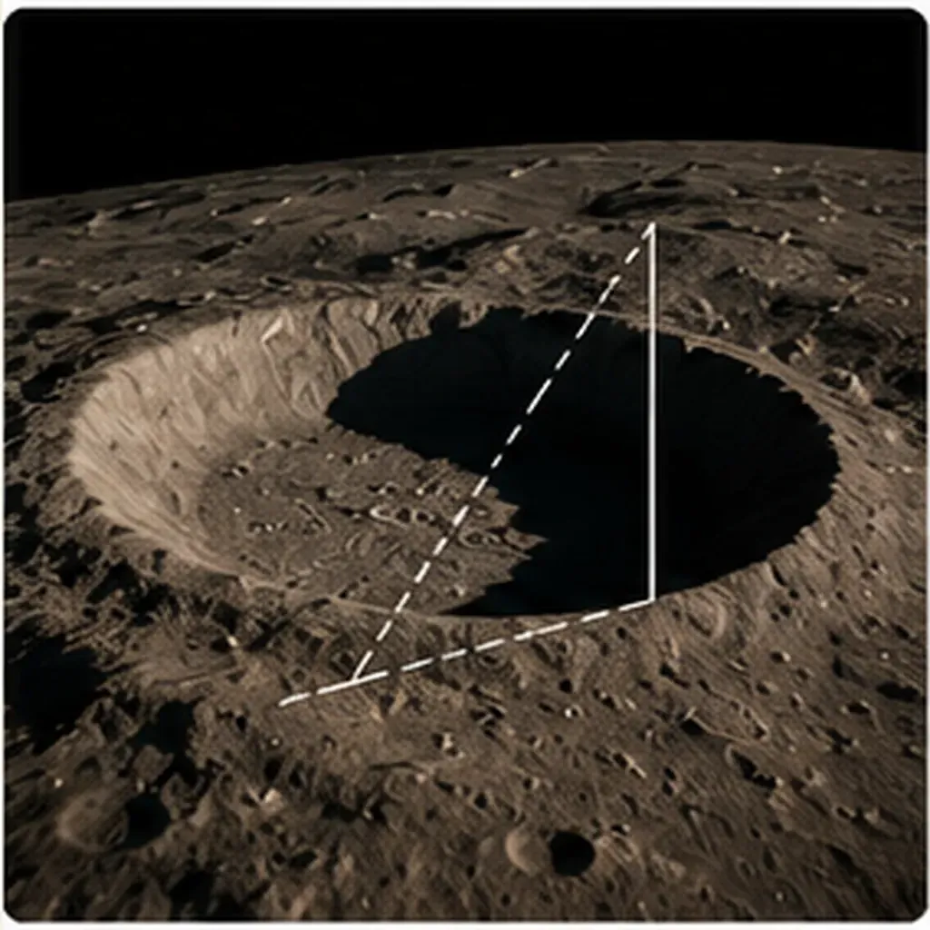 Illustration of a shadow help measure a crater for the question "How can a shadow help measure a crater?"