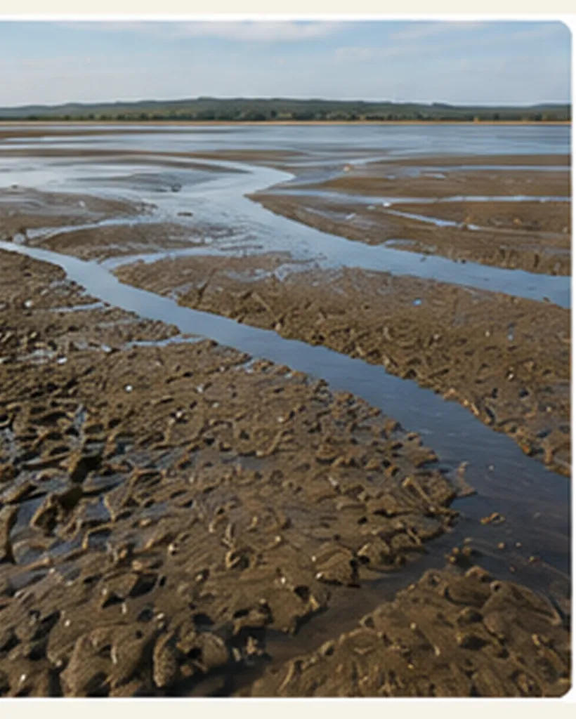 Illustration of tides make mudflats for the question "How do tides make mudflats?"