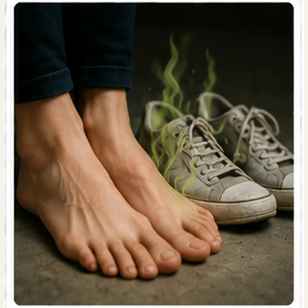 Illustration of feet smell after shoes for the question "Why do feet smell after shoes?"