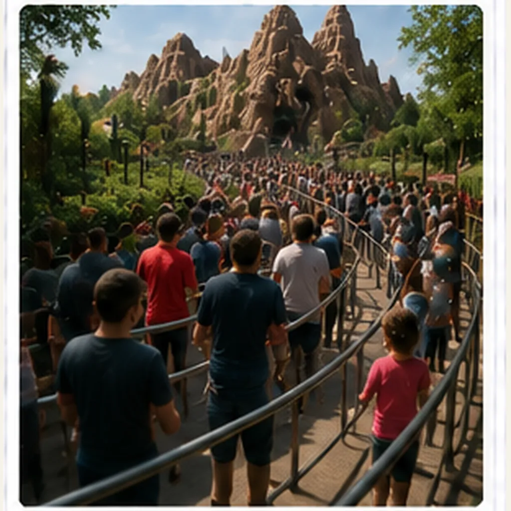 Illustration of theme park queues move so many people for the question "How do theme park queues move so many people?"