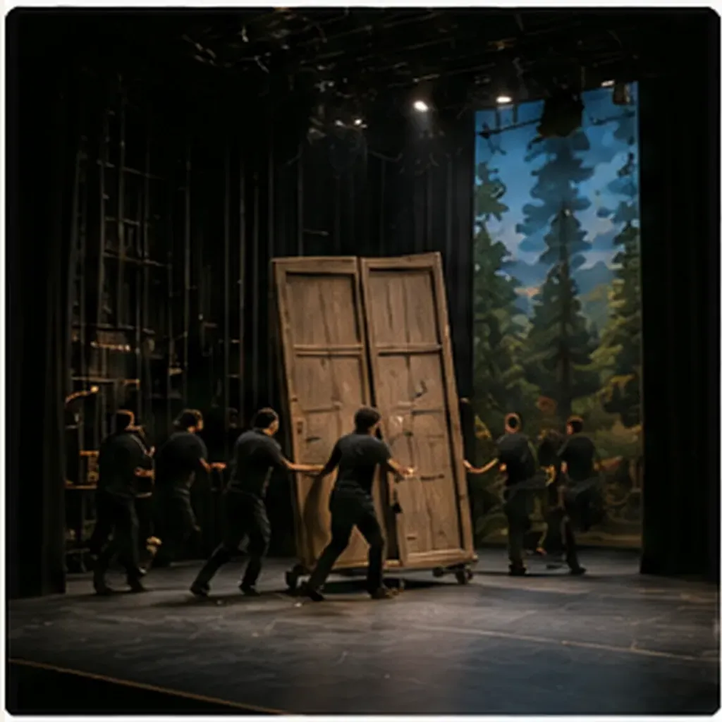 Illustration of theatres change scenery so quickly for the question "How do theatres change scenery so quickly?"