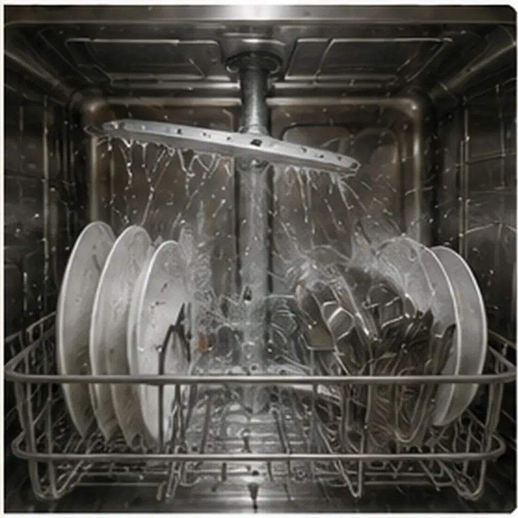 Illustration of a dishwasher spray water everywhere for the question "How does a dishwasher spray water everywhere?"
