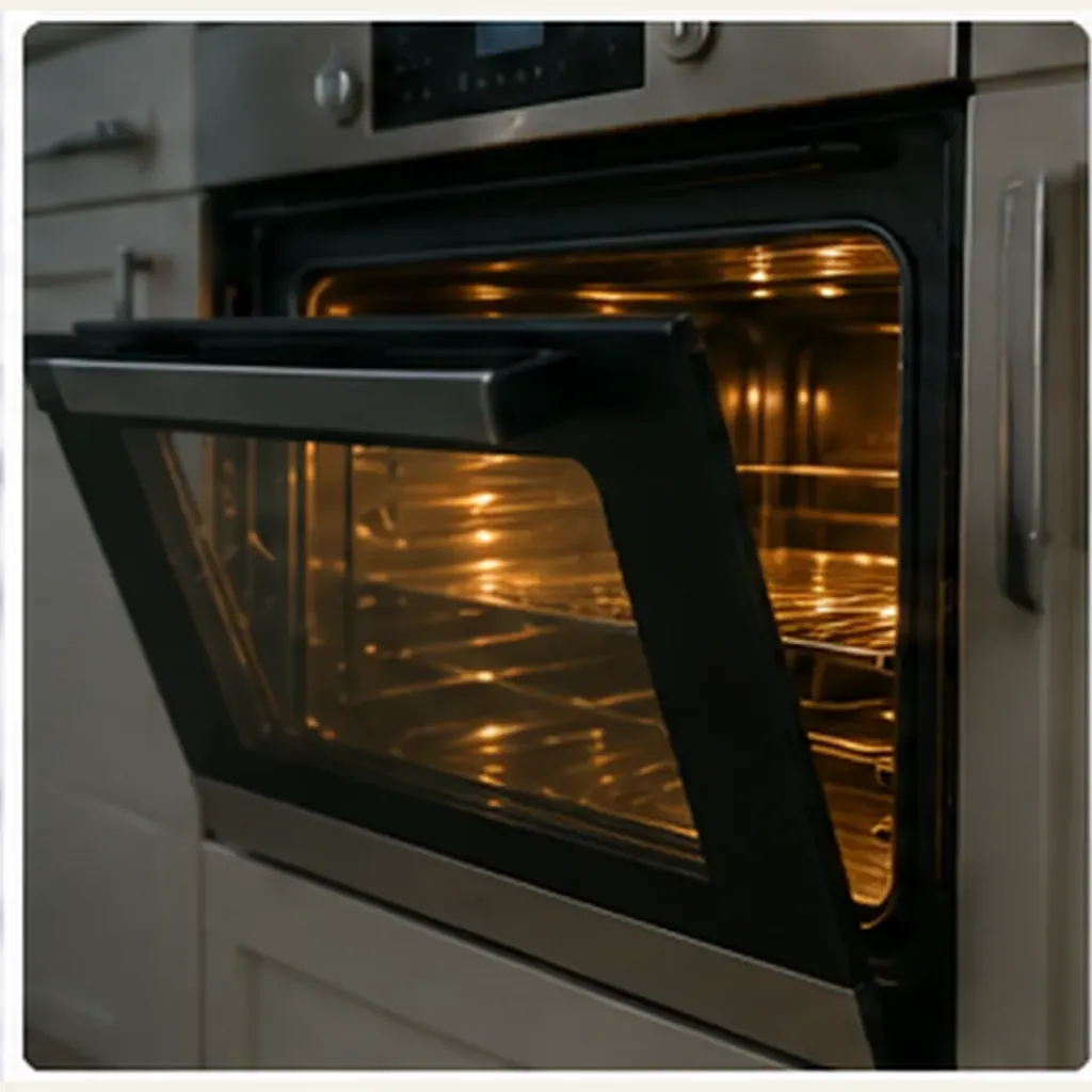Illustration of oven doors have thick glass for the question "Why do oven doors have thick glass?"
