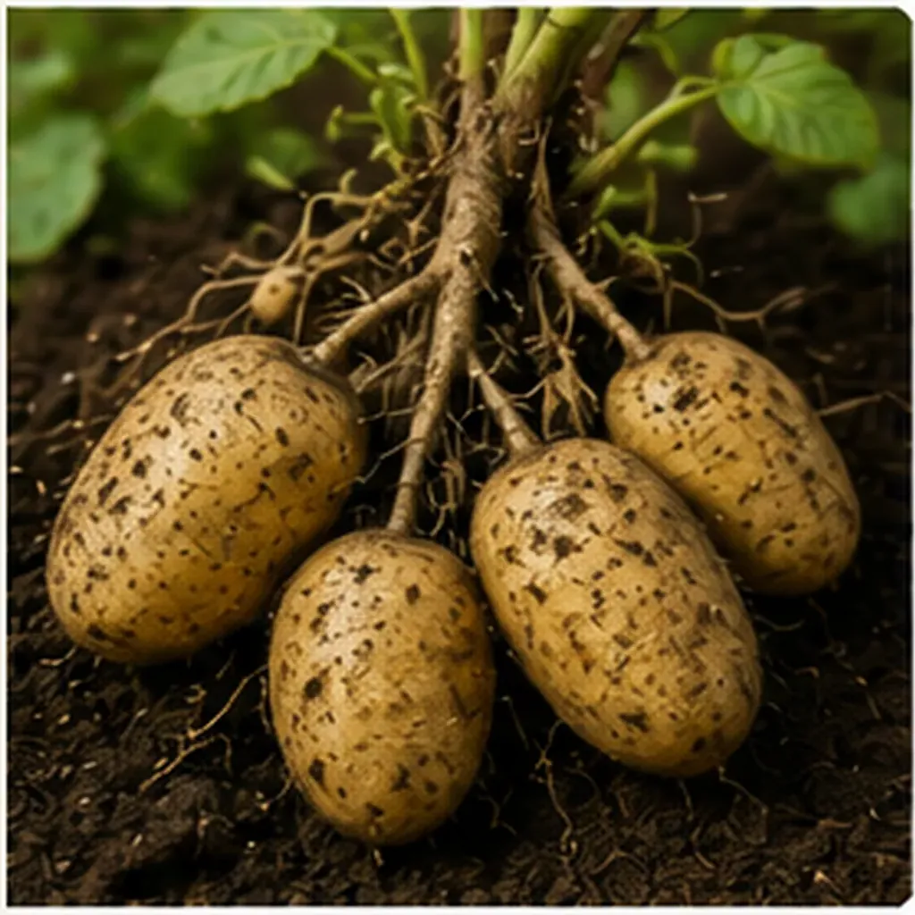 Illustration of potatoes store energy underground for the question "How do potatoes store energy underground?"