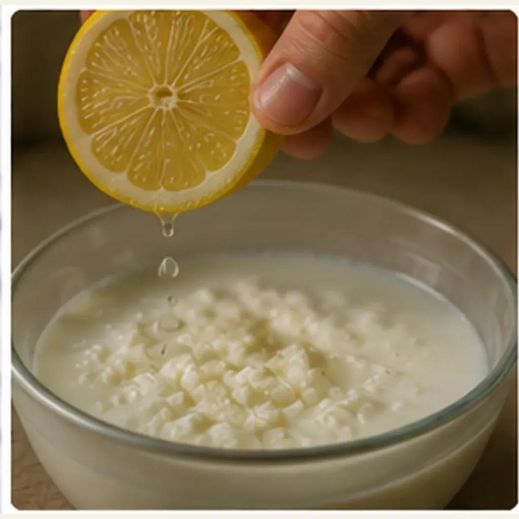Illustration of lemons make milk curdle for the question "Why do lemons make milk curdle?"