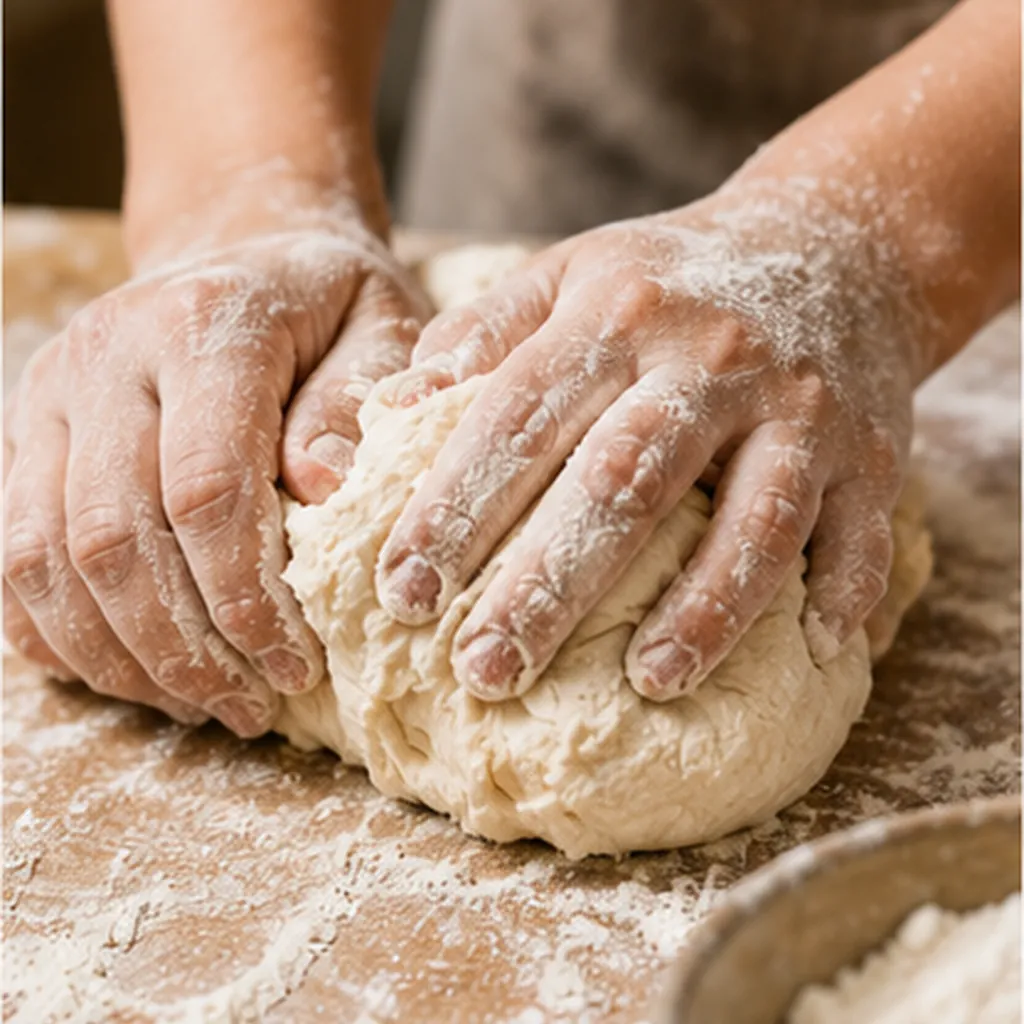 Illustration of flour make sticky dough easier to handle for the question "Why does flour make sticky dough easier to handle?"