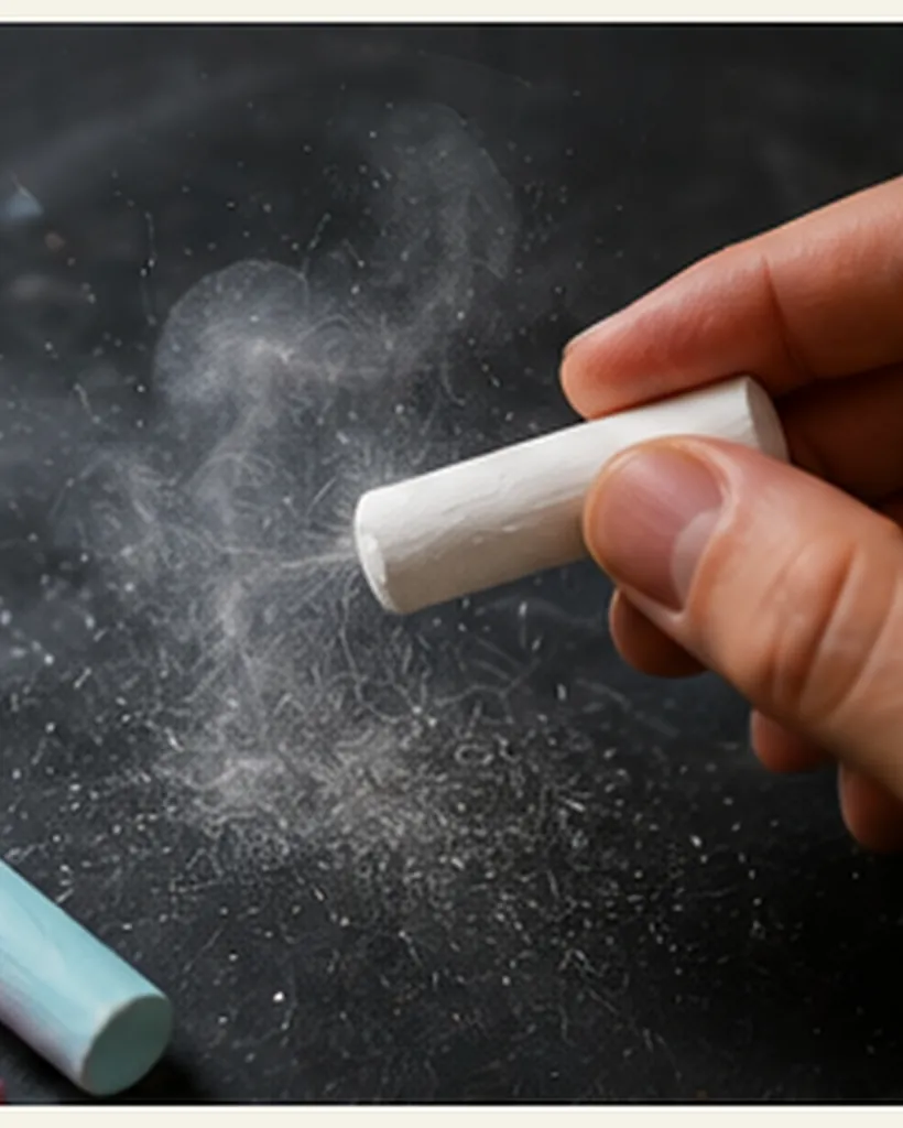 Illustration of chalk dust hang in the air for the question "How does chalk dust hang in the air?"