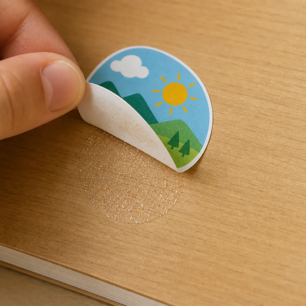 Illustration of stickers leave sticky marks for the question "Why do stickers leave sticky marks?"