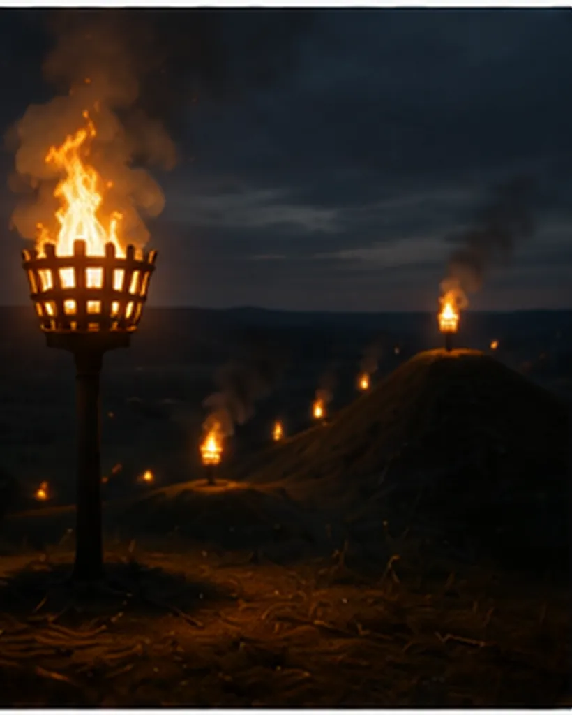 Illustration of signal fires send messages for the question "How did signal fires send messages?"
