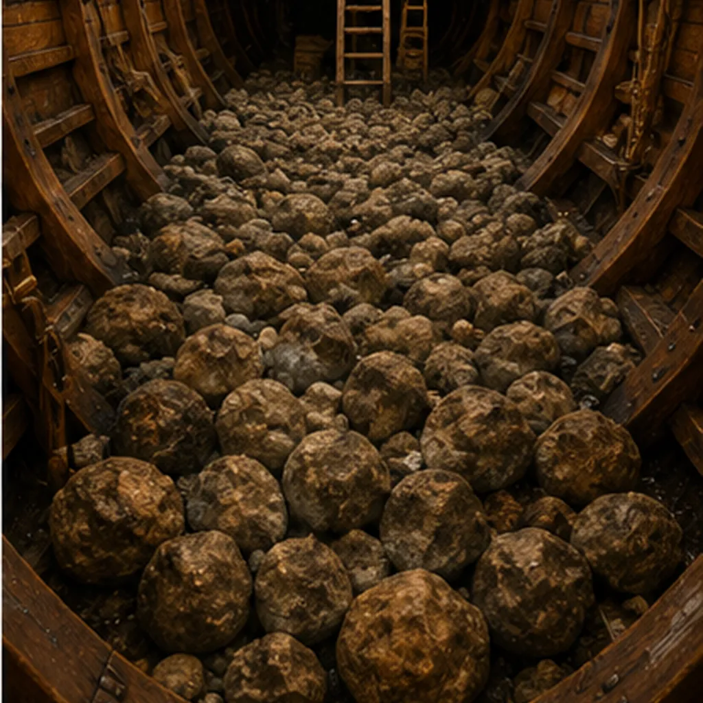 Illustration of old ships carry ballast stones for the question "Why did old ships carry ballast stones?"