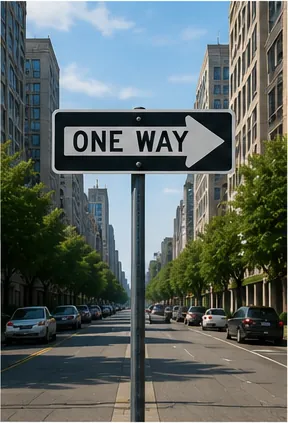 Illustration of some city streets one-way for the question "Why are some city streets one-way?"