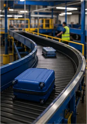Illustration of airports send the right suitcase to the right plane for the question "How do airports send the right suitcase to the right plane?"