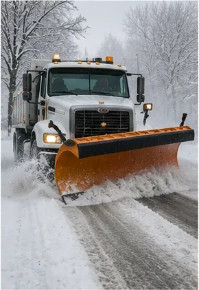 Illustration of snowploughs have angled blades for the question "Why do snowploughs have angled blades?"