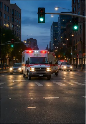 Illustration of traffic lights know an ambulance is coming for the question "How do traffic lights know an ambulance is coming?"