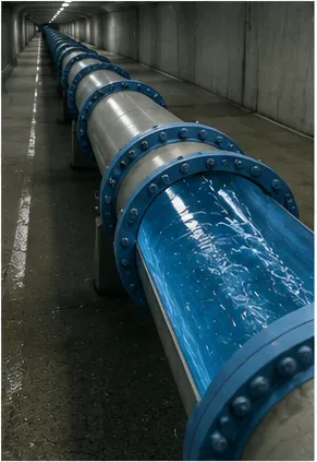 Illustration of drinking water stay clean while travelling through kilometres of pipes for the question "How does drinking water stay clean while travelling through kilometres of pipes?"