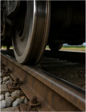 Illustration of train wheels slightly cone-shaped for the question "Why are train wheels slightly cone-shaped?"