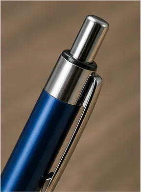 Illustration of a retractable pen click in and out for the question "How does a retractable pen click in and out?"
