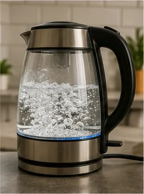 Illustration of a kettle switch itself off for the question "How does a kettle switch itself off?"
