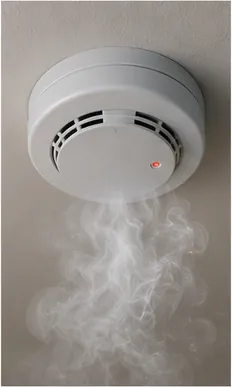 Illustration of a smoke detector notice smoke before you do for the question "How does a smoke detector notice smoke before you do?"