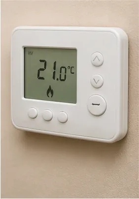 Illustration of a thermostat know when to stop heating for the question "How does a thermostat know when to stop heating?"