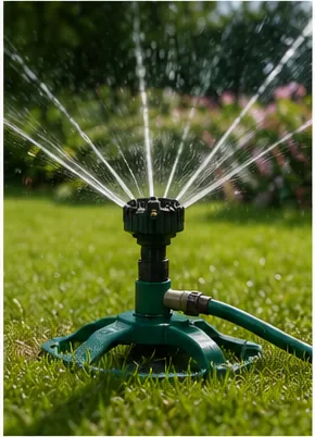 Illustration of revolving sprinklers turn without a motor for the question "How do revolving sprinklers turn without a motor?"