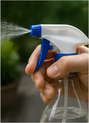 Illustration of a spray bottle turn liquid into a fine mist for the question "How does a spray bottle turn liquid into a fine mist?"