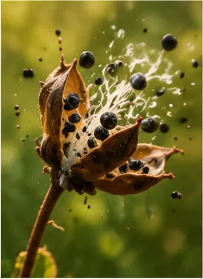 Illustration of some seed pods explode for the question "Why do some seed pods explode?"